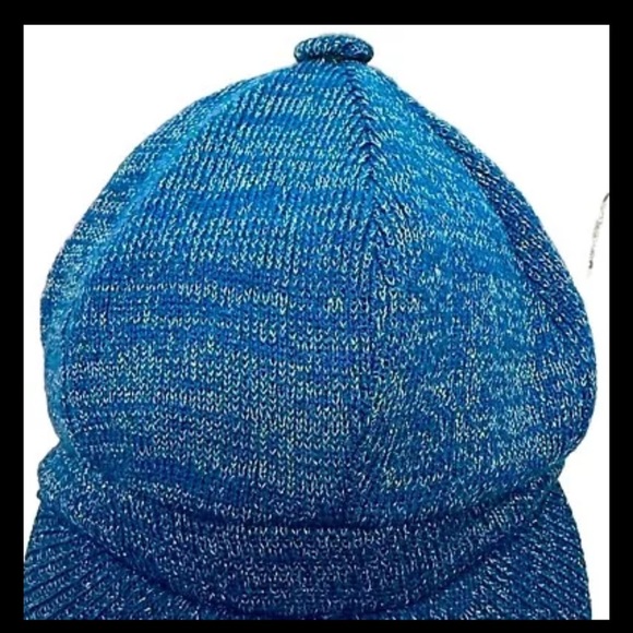 Women’s Shimmery Knit Winter Newsboy Cap Hat Blue Silver Lined Elastic Back - Picture 3 of 8